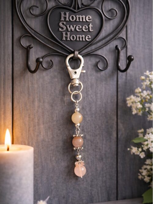 PORTE-CLES PIERRES NATURELLES QUARTZ HEMATOÏDE