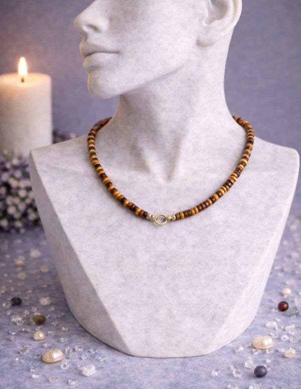 COLLIER RAS LE COU PIERRES NATURELLES OEIL DE TIGRE