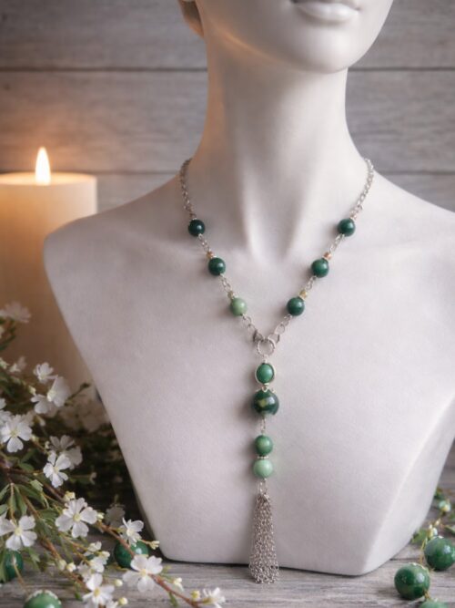 SAUTOIR PIERRES NATURELLES AGATE MOUSSE