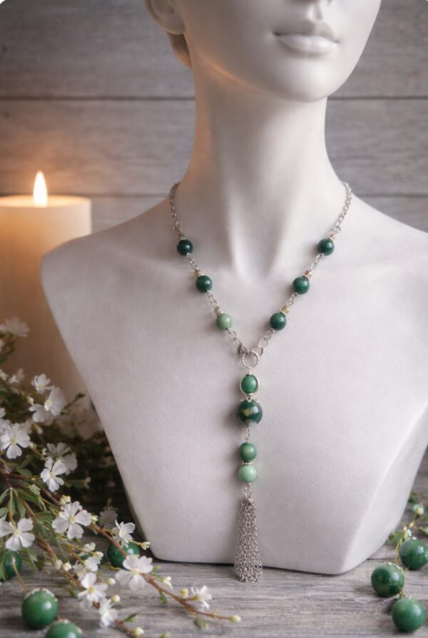 SAUTOIR PIERRES NATURELLES AGATE MOUSSE