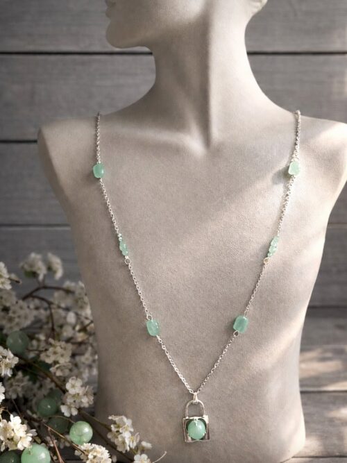 SAUTOIR PIERRES NATURELLES AVENTURINE VERTE