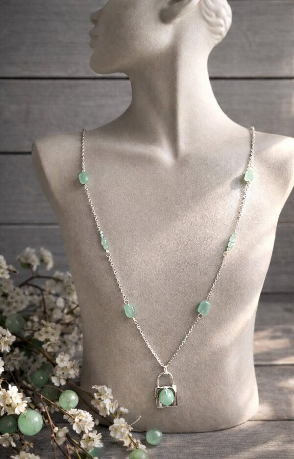 SAUTOIR PIERRES NATURELLES AVENTURINE VERTE