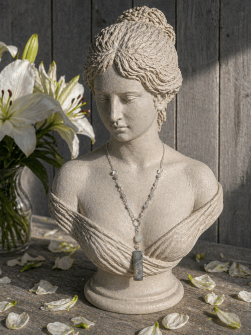 SAUTOIR PIERRES NATURELLES LABRADORITE ET CRISTAL DE ROCHE